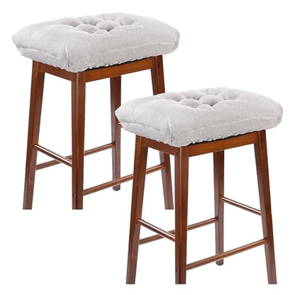 Rectangular Stool Cushion Set of 2, Soft Saddle Stool Cushions with Ties, Nonslip and Washable, Grey, 18 x 10.5 x 4 Inch - color: Grey, size: Pack of 2
