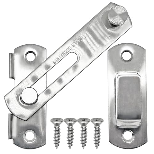 2 Set 4" Gate Latches Safety Door Lock for Barn Door, Stainless Steel Farm Flip Gate Latch,Silver - size: Silver - 4"