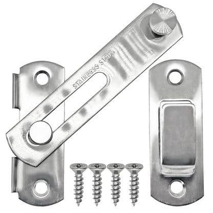 2 Set 4" Gate Latches Safety Door Lock for Barn Door, Stainless Steel Farm Flip Gate Latch,Silver - size: Silver - 4"