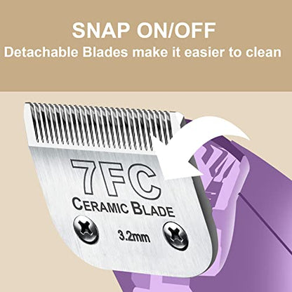 7FC Detachable Dog Blades Compatible with Andis/Oster A5 Grooming - color: Silver, size: 7FC 3.2mm (2 Pack)