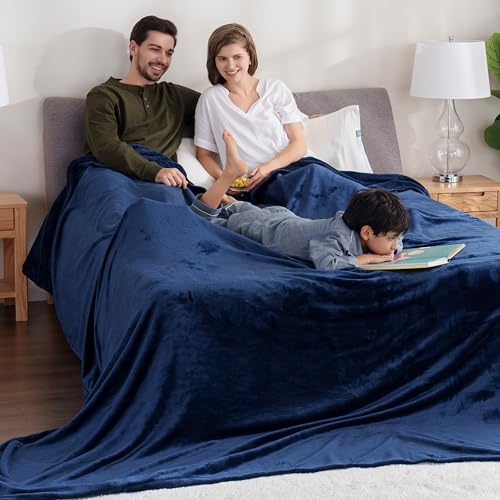 Berkshire Blanket VelvetLoft Big Oversized King Family Blanket, All Season Mid-Weight Ultra Silky and Fuzzy, Seamless Extra Large(Dress Blues, 120x120 Inches) - color: Dress Blues, size: Oversized King