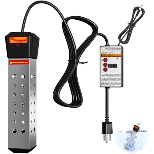 Immersion Water Heater, 2000W Portable Pool Heater with Thermostat & Auto Shut-Off, Electric Bucket Heater with Protective Cover for Inflatable/Above Ground Pools, Bathtub, Camping - Shiny Black - color: Shiny Black