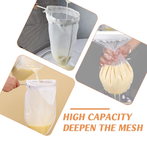 Fine Mesh Strainer Bags, 8 Pcs Reusable Nut Milk Bags, with Stainless Steel Handle for Filtering Juice, Milk, Yogurt, Coffee and Soup