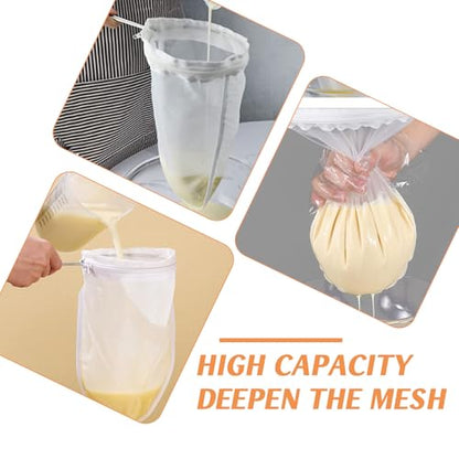 Fine Mesh Strainer Bags, 8 Pcs Reusable Nut Milk Bags, with Stainless Steel Handle for Filtering Juice, Milk, Yogurt, Coffee and Soup