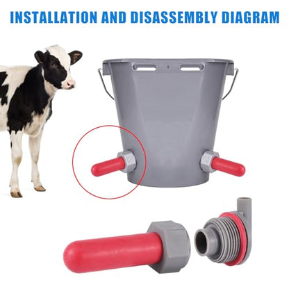 3PCS Calf Feeder Pacifier with Fixed Base for Feeding Milk Bucket Cow Nipple Calves Teats Soft Rubber Feeding Teats for Cattle Horse Donkey (Style-2)