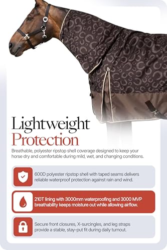 Horze Glasgow Waterproof Turnout Blanket - Lightweight Combo, Neck Cover - color: Chocolate Plum, size: 84 in