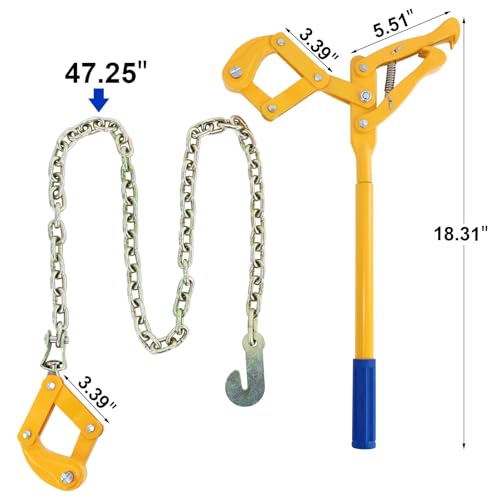 47.25" Chain Link Fence Strainer, Heavy Duty Barbed Wire Tensioner | Chain Strainer Wire Tensioner Labor-Saving Lever Design Capacity 2200lbs for Farm - color: Yellow