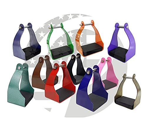 Aluminum Trail Stirrups Western Horse Endurance Stirrups Green 2.25 Inch Neck