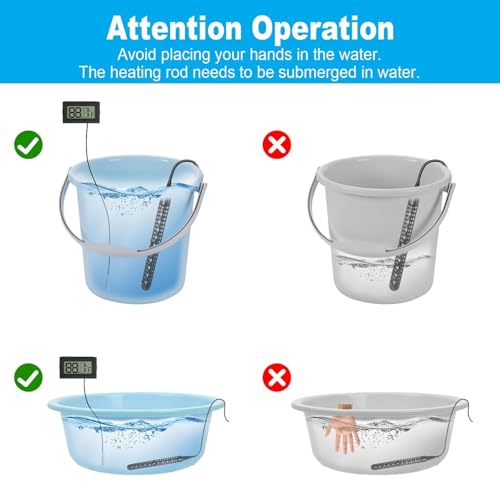 240V 3500W Immersion Water Heater, Portable Electric Heater GFCI Protected | Stainless Steel 316L with Digital LCD Thermometer for 26 Galons Bucket, Livestock Troughs - size: 240V