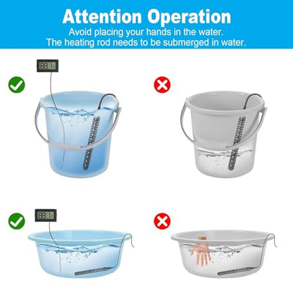 240V 3500W Immersion Water Heater, Portable Electric Heater GFCI Protected | Stainless Steel 316L with Digital LCD Thermometer for 26 Galons Bucket, Livestock Troughs - size: 240V