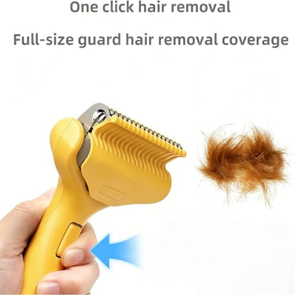 Undercoat Rake for long haired Cats & Small/Medium Dogs – Deshedding Brush & Dematting Comb for Double-Coated Pets with Long Hair, Matted Fur – Grooming Tool for Kitten, Puppy and Rabbit (yellow) - color: Yellow