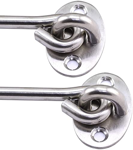 2PCS 3 Inch Cabin Hook Eye Latch Wind-Proof Lock Shed Stainless Steel Gate Door Window Safety Stopper Silent Holders Catch Lock with Mounting Screws - size: 3 Inch