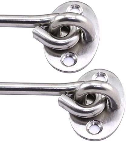 2PCS 3 Inch Cabin Hook Eye Latch Wind-Proof Lock Shed Stainless Steel Gate Door Window Safety Stopper Silent Holders Catch Lock with Mounting Screws - size: 3 Inch