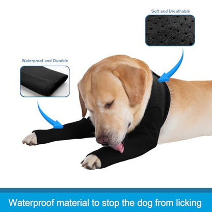 Coodeo Dog Recovery Sleeves, Cone Collar Alternative, Abrasion Resistant Dog Recovery Suit, Washable 2.5mm Thick and Waterproof, Pet Wounds Prevent Licking, Biting (Black, S) - color: Black, size: S