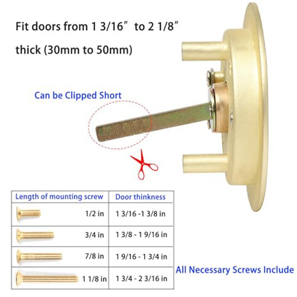 Dontay Pocket Door Keyed Lock, Round Contemporary Entrance Sliding Barn Door Lock Latch, Recessed 2 Sided, 2-3/8 inch Backset, Flush Handles Hardware(Satin Brass,2) - color: Satin Brass