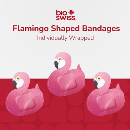 BioSwiss Bandages, Flamingo Shaped Self Adhesive Bandage Set, Latex Free, Sterile Wound Care, 24 Count - size: 24-Count Box, style: Flamingo