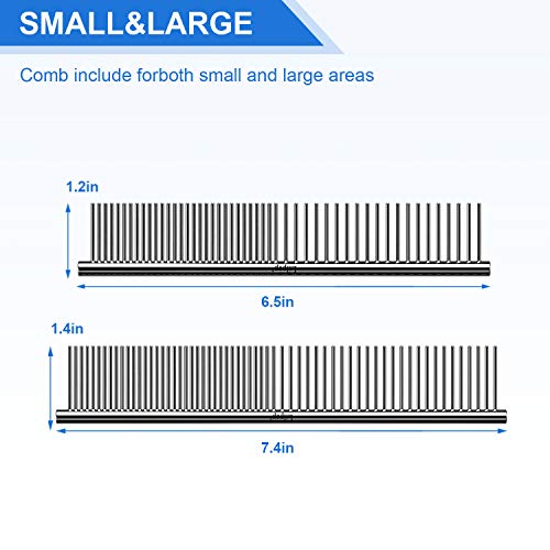Lilpep 2PCS Stainless Steel Metal Dog Comb, For Removing Tangled Mats And Massaging Pet Combs, Professional Pet Grooming Tools