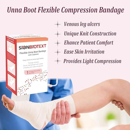 Unna Boot with Zinc and Calamine - Flexible Compression Bandage Moist Healing Environment Comfort Wrap Bandage Medical Dressing 3 Inches X 30 Foot Roll - size: Pack of 1, style: 3" Zinc and Calamine