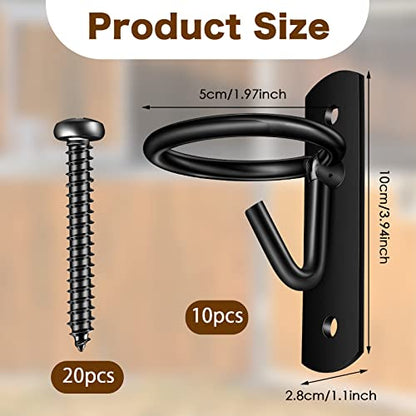 Dunzy 10 Pcs Bucket Hooks for Horses Bucket Hangers Holder Metal, Black - color: Black