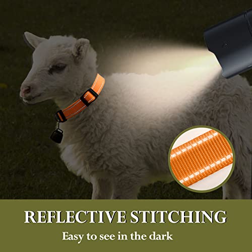 6 Set of Reflective Goat Collars with Bells, Nylon Goat Collar