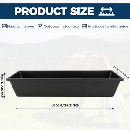 6Pcs Long Livestock Feeding Trough, 12 Gallon/48 Quart Large Capacity Heavy Duty Horse Feeder Water Trough for Horse Sheep Goat Pig Farm Livestock Poultry