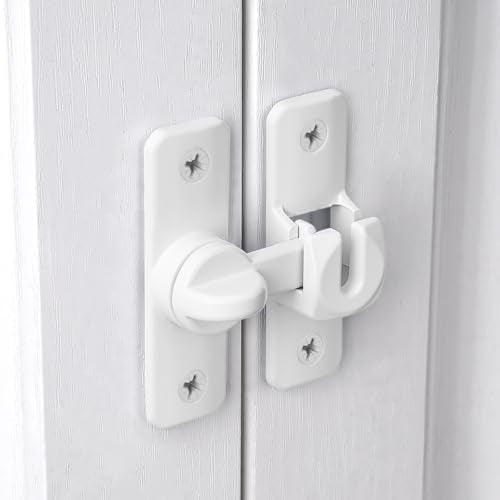 White Aluminum Alloy Gate Lock,90/180 Degree Barn Door Latch - color: White