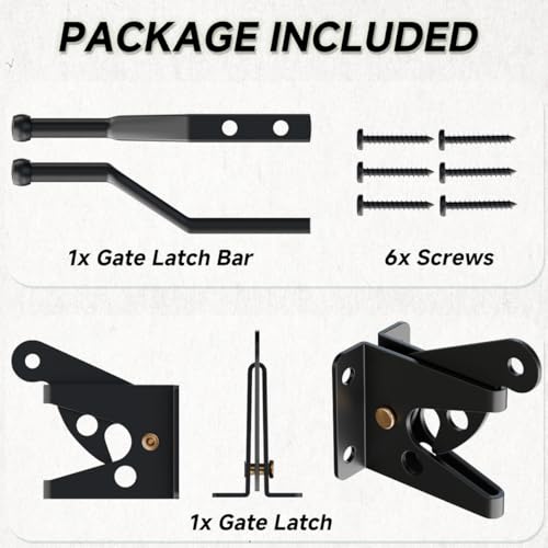 Self-Locking Gate Latch, Heavy Duty Automatic Gravity Lever for Wood Fence - size: Normal