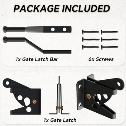 Self-Locking Gate Latch, Heavy Duty Automatic Gravity Lever for Wood Fence - size: Normal