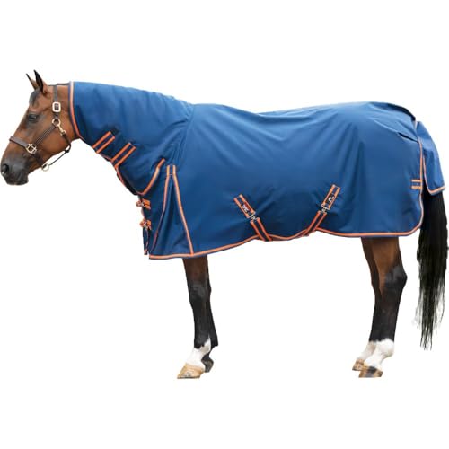 STORM SHIELD Extreme II Horse Turnout Blanket | Attached Neck Euro Fit | 1680D Ripstop Waterproof | Criss-Cross Surcingle | Winter Horse Blanket - color: Navy, size: Horse Size 72, style: Heavyweight (380 gm)