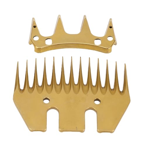 Generic Sheep Shears Replacement Blades, Gold 13 Straight Tooth 7mm Spacing, Electric Sheep Clipper Blades for Wool Shearing Farm