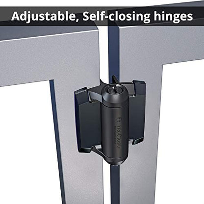 D&D TCA1L2S3BTS TruClose Regular Gate Hinge Square Metal Gates Black 2 pcs. | Safety gate hinge with alignment legs, self-closes metal gates up to 66 lb. For square gate posts. Black, comes with 2 hinges - color: Black, size: Fixed gate gap is 8/10” – gap