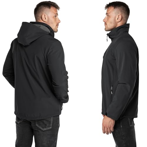 Outdoor Ventures Men's Softshell Jacket Waterproof Fleece Rain Shell Coat - color: Black, size: 4X-Large