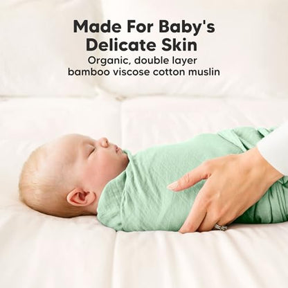 KeaBabies Baby Hair Brush and Comb Set and 4-Pack Muslin Swaddle Blankets for Boys, Girls - Wooden Kids Hairbrush with Soft Goat Bristle, Infant Blankets