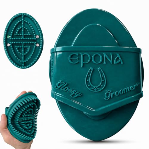 Epona Deep Teal Flexible Glossy Curry Comb for Horses – Soft, Ergonomic Grooming Brush with Flexible Tines for Deep Cleaning, Massage & Shedding Care (Deep Teal) - color: Deep Teal
