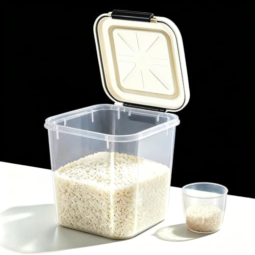 Rice Container - Flour Rice Dispenser 20lbs/10kg/10.6qt Food Grain Cereal Bins Pet Food Storage Laundry Pods Container for Household Pantry Organization (20lbs)