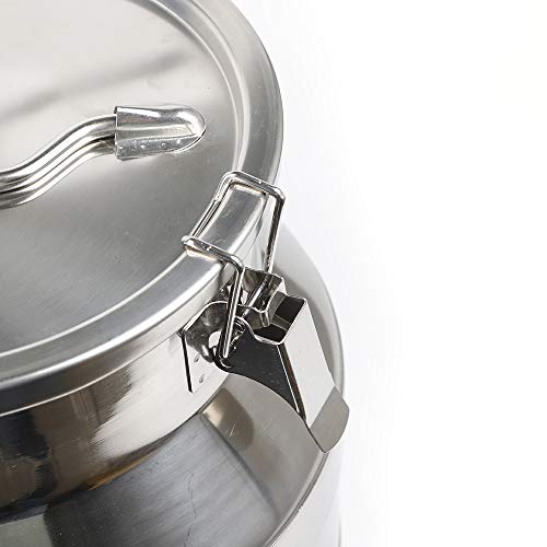 Milk Can with Sealed Lid, Stainless Steel Milk Transport Cans Wine Pail Bucket Tote Jug Pot Oil Liquid Storage Barrel with 2 Handles Sealed Silicone Anti-Leak Ring Lock Belt 20L 5.28 Gallon - color: 20l