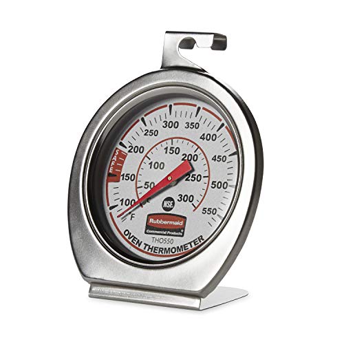 Rubbermaid Commercial Products Stainless Steel Monitoring Thermometer, Safe for Inside Oven/Grill/Smoker, 60-580°F Range, Easy to Read Food Thermometer For Food Resturant/Home Cooking - style: Oven Thermometer