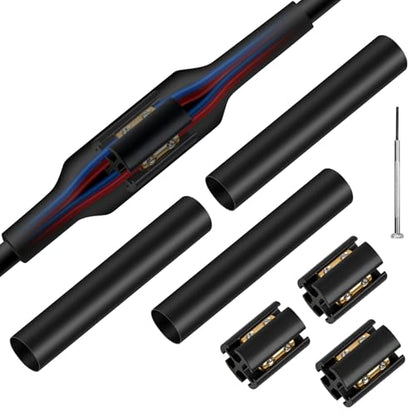 3 Sets Underground Wire Splice Kit for 14/3 to 8/3 Range Direct Burial UF Wire,600 Volts Maximum Waterproof Direct Burial Splice Kit with Connector and Heat Shrink Tubing for Electrical Cables