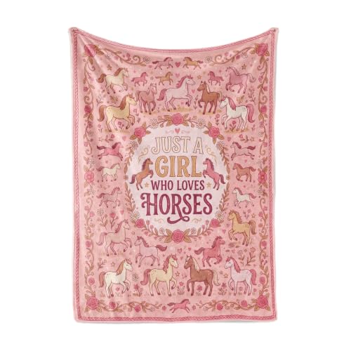 Huglanket Horse Blanket, Pink Throw Blanket for All Seasons | Soft Comfort Cozy Blanket for Couch Sofa Chair Lightweight