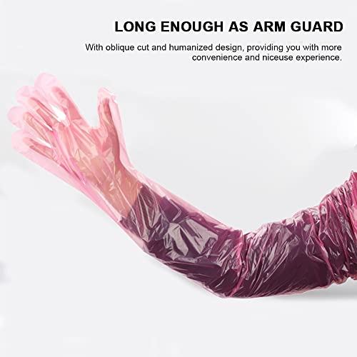50 Disposable Field Dressing Gloves Veterinary Insemination Rectal Long Gloves, Extra Long Sleeve Full Arm - color: Red