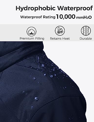 wantdo Boys' 3-in-1 Ski Jacket Fleece-Lined Winter Coat Hooded Raincoat - color: Navy, size: 10-12