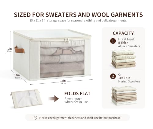 Qozary Cashmere Sweater Storage Bags for Closet with Cedar Blocks, 2 Pack