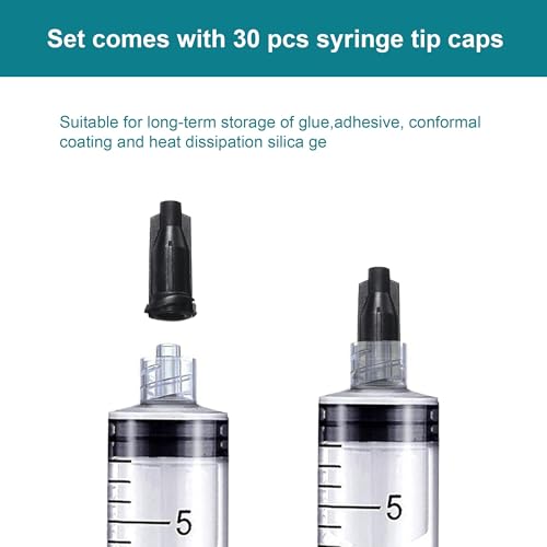 20ml Luer Lock Syringe with Cap, Sterile 5cc Syringes Without Needle, 30Pcs | 30Pack, Individually wrapped 20 ml / cc plastic syringes. Luer lock tip caps prevent liquid leaks. Accurate scale. No needles