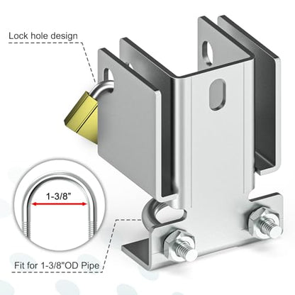 Chain Link Fence Double Gate Latch for 1-3/8" Gate Frame Residential Strong Arm Chain Link Fence Gate Latch Double Gate Latches for Metal Gates Swing Gates - color: Silver for 1-3/8" Gate Frame