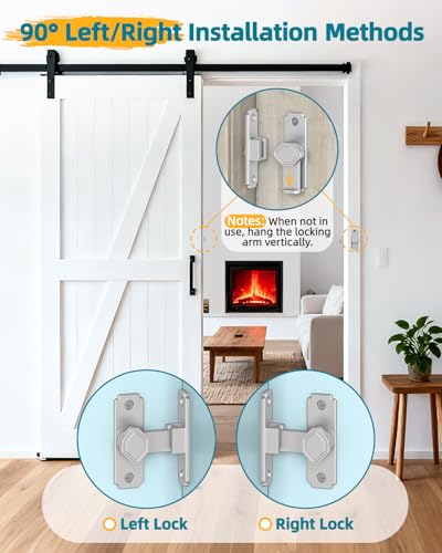 90 Degree Barn Door Lock, Rustproof Sliding Gate Latch, Silver 1Pc - color: Silver-1PC