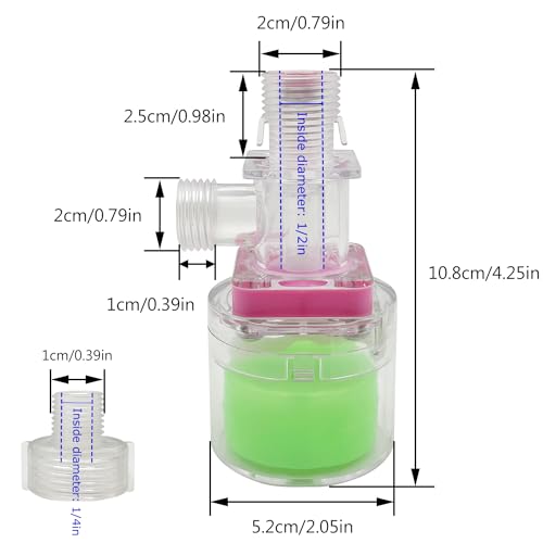 Transparency Water Float Valve, Water Level Control Water Tank Traditional Float Valve Upgrade (1/2” to 1/4“ UP) - size: 1/2” to 1/4“ UP