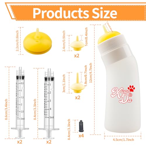 Pet Feeding Nipple with Syringe, Soft Silicone Nursing Pet Feeding Bottle, Ventilation Valve Resistant Tearing for Puppies, Kittens, Rabbit, Small Wildlife (Yellow) - color: Yellow-S Size
