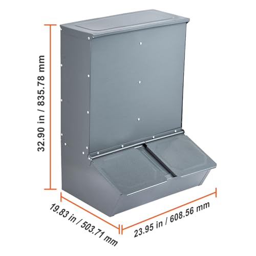 Happybuy Hog Feeder, 3.7 Bushel Capacity, Double Door Pig Feeder, Heavy Duty Steel Piglets Feeder, Multipurpose Trough Creep Feeder, Outdoor Livestock Feeder Farm Accessory for Feeding up to 8 Hogs