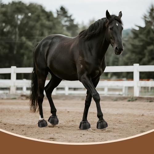 1 Pair Horse Bell Boots - No-Rub Design for Hoof Protection, Shock-Absorbing Rubber, Quick Hook & Loop Closure, Turnout & Training Use