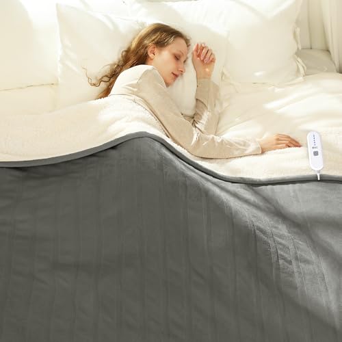 Electric Heated Blanket Twin Grey, 10Hrs Auto-Off, ETL Certified - color: 06 - Grey, size: Twin - 62" x 84"